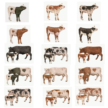 Cows collection isolated on white background. Cows collection. Vector illustration.の写真素材