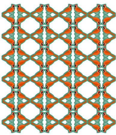 Seamless pattern illustration in traditional style - like Portuguese tiles in green and orange