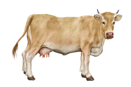 Cow isolated on white background. Realistic 3d render illustration.の写真素材