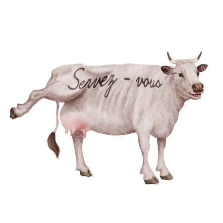 Watercolor cow isolated on white background. Watercolor cow illustration.の写真素材