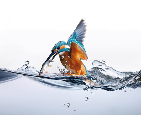 Common Kingfisher (Alcedo atthis) jumping out of waterの素材