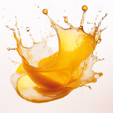 orange juice splash isolated on white background. 3d render illustration.の素材