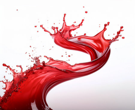 red wine splash isolated on white background. 3d render illustration.の素材