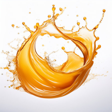 Orange juice splash isolated on white background. 3d rendering, 3d illustration.の素材