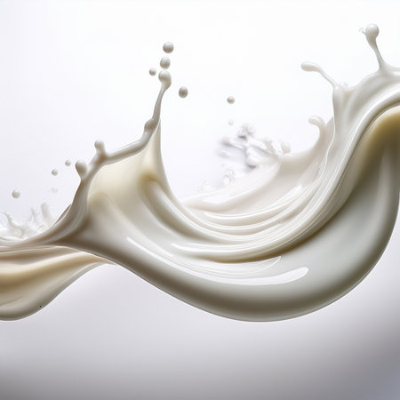 Milk splash isolated on white background. 3d render illustration.の素材