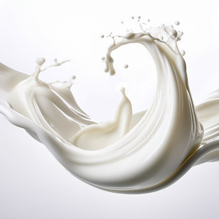 Milk splash isolated on white background. 3d render illustration.の素材