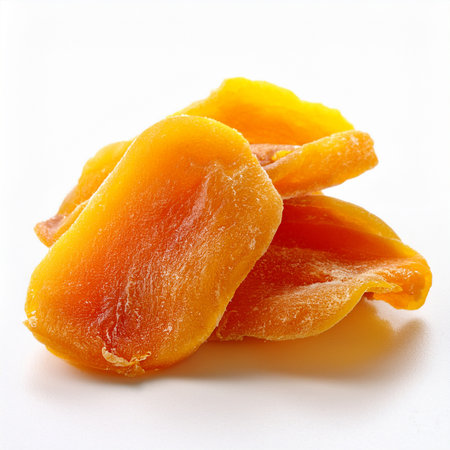 Dried apricots on a white background. Close-up.の素材