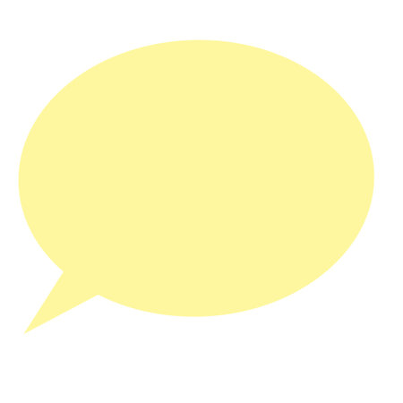 Yellow speech bubble on white background. Flat style. Vector illustration.の写真素材