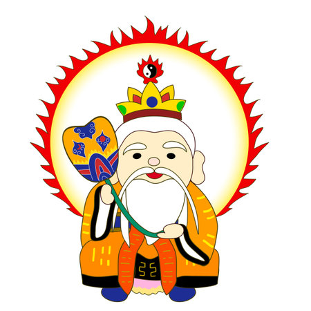 Illustration of the Chinese god of wealth and prosperity. Vector illustration.の写真素材