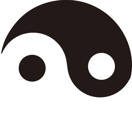 Yin and Yang Icon Isolated on White Background. Vector Illustration.の写真素材