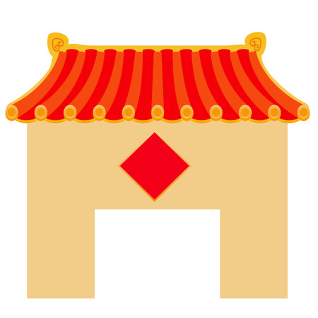 Chinese temple isolated on white background. Vector illustration in flat style.の写真素材