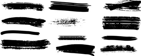 grunge brush strokes bundle set of hand drawn underline collectionのイラスト素材