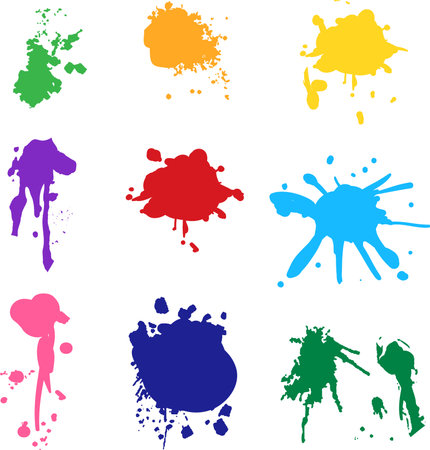 Colorful ink spots set. splash splatter abstract shape. vector illustrationのイラスト素材