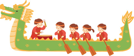 Dragon Boat Festival Dragon Boat cute illustrationのイラスト素材