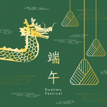 Dragon boat festival chinese new year greeting card. Dragon boat festival vector illustration.のイラスト素材