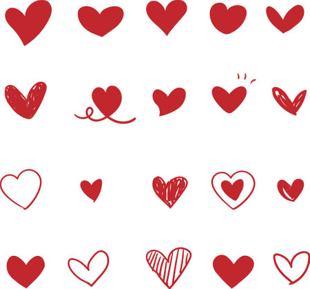 Collection of illustrated heart iconsのイラスト素材