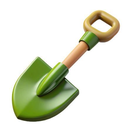 Shovel isolated on white background. 3d render. Green colorの素材