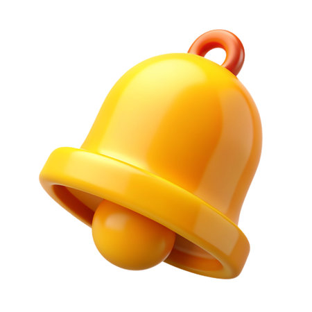 3D render of a yellow bell isolated on white background with clipping pathの素材
