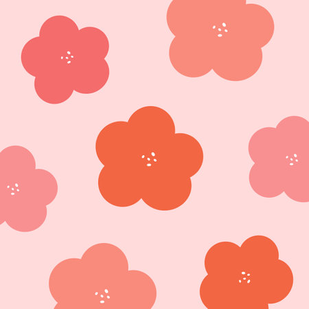 Seamless pattern with pink flowers on pink background. Vector illustration.のイラスト素材