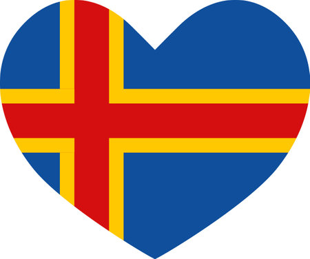 Aland Islands flag heart shaped icon illustrator country flags symbol nationのイラスト素材