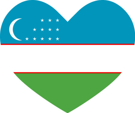 Uzbekistan flag heart shaped icon illustrator country flags symbol nationのイラスト素材