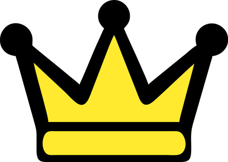 A flat icon of a crown with simple design and golden color.のイラスト素材