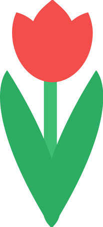 Flat Style Tulip Icon Spring Flowerのイラスト素材