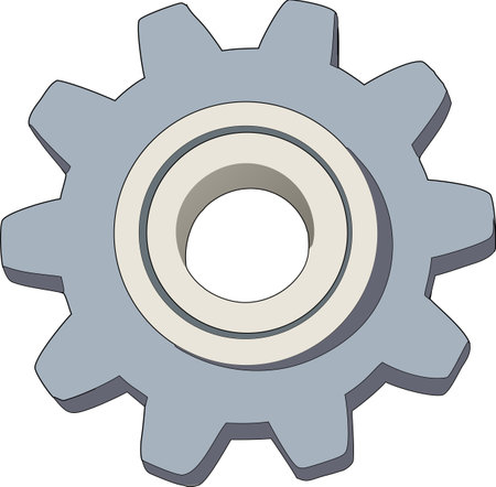 A modern 3D line style icon featuring one interlocking gears.のイラスト素材
