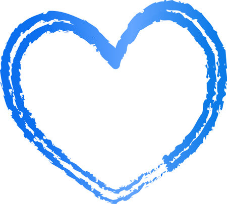 hand draw Textured blue heart illustration Simple blue doodle heart. Isolated design elementのイラスト素材