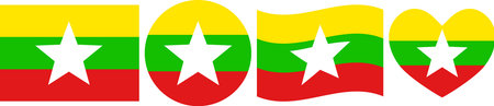 Myanmar flag illustrator country flags symbol National Collection Internationalのイラスト素材