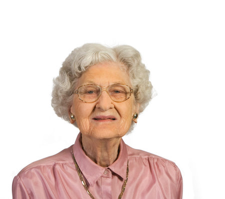 Portrait of Beautiful Senior Woman. Shot against a white background.