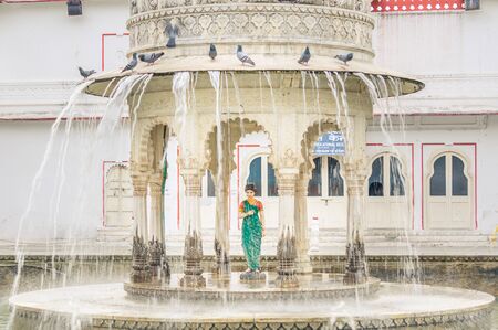 Close view of the fountain at Saheliyon-ki-Bari or Courtyard of the Maidens, a famous garden in Udaipur, India.の写真素材