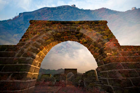 The great wall in autumnの写真素材