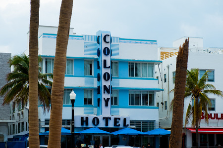 front view of famous colony hotel in miami ocean driveのeditorial素材