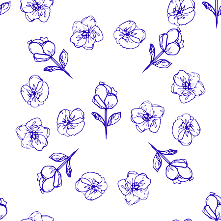 hand drawn floral seamless pattern vectorのイラスト素材