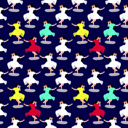 Dancing Young Woman, choreography, modern dance. Vector illuctration, isolated on white backgroundのイラスト素材