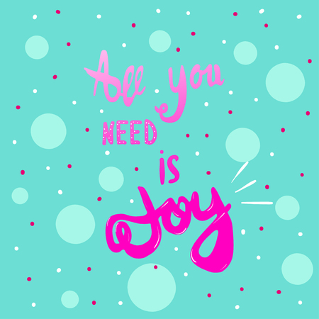joy to the world - hand written lettering positive quote to poster, greeting card, printable wall art, calligraphy phrase vector illustrationのイラスト素材