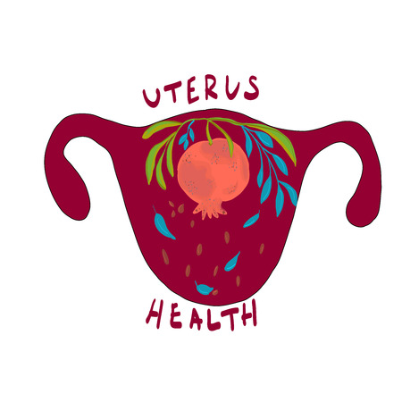 woman with uterus health concept on pink backgroundのイラスト素材