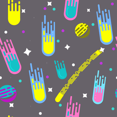 Space art vector illustration. Planets and comets flat styleの写真素材