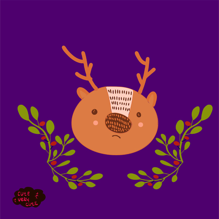 Cartoon animal heads set. lovely concept of flat design for kids cards, banners and invitations. Hand drawn vector illustration.のイラスト素材