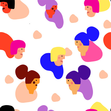 Flat girl long hair outdoor vector illustrationのイラスト素材
