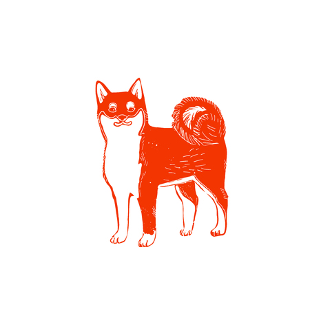 Funny shiba inu dog smile icon, vector illustrationのイラスト素材