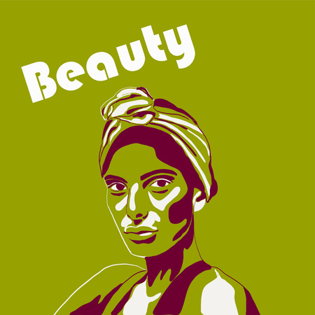 portrait style  girl young women fashion with plants vector illustrationのイラスト素材