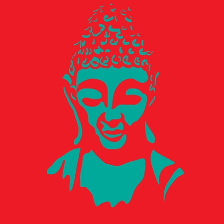 Buddha head silhouette hand drawing vector illustrationのイラスト素材