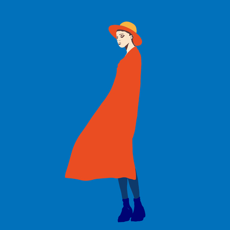 portrait style  girl young women fashion with plants vector illustrationのイラスト素材