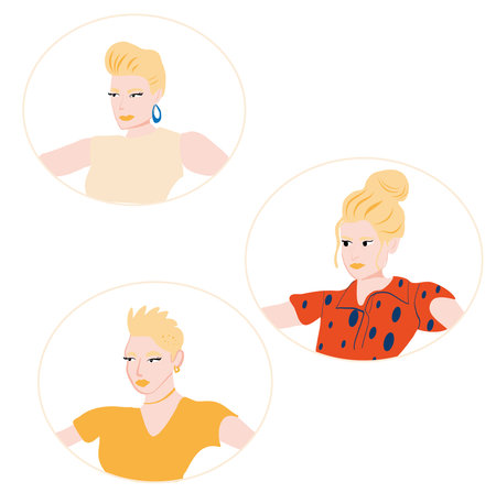 portrait style  girl young women fashion with plants vector illustration