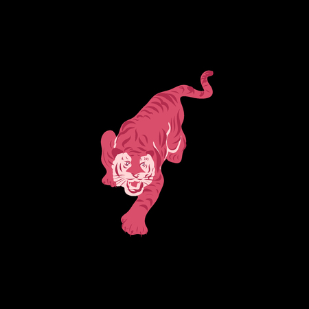 tigers and tropica leavesl, Illustration vector designTrendy styleのイラスト素材