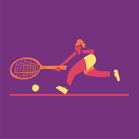 vector illustration of a player tennis on the courtのイラスト素材