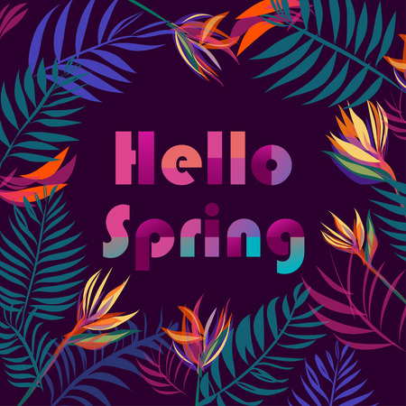 hand drawn Tropical leaf seamless  pattern vectorのイラスト素材