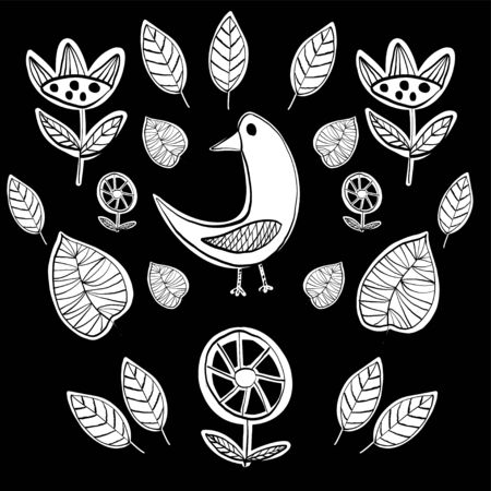 Simple scandinavian pattern primiyive naive style minimalistic vectorのイラスト素材